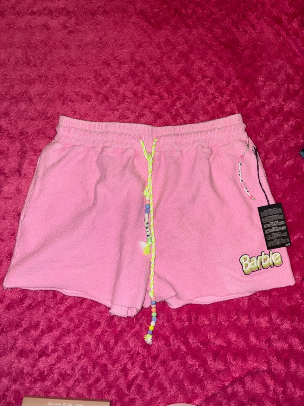 Forever 21 Pink Terry Cloth Barbie Logo Athletic Shorts